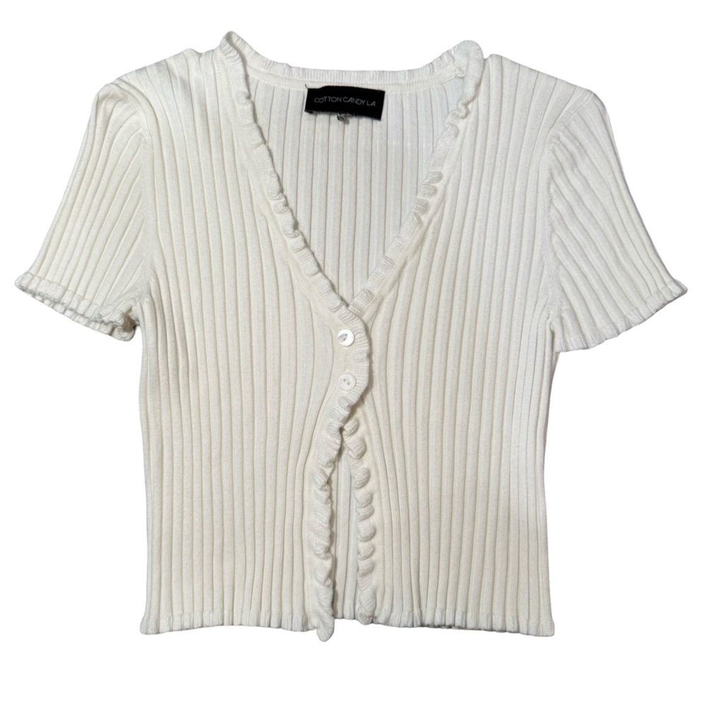 Cotton Candy Ribbed Short Sleeve Cardigan